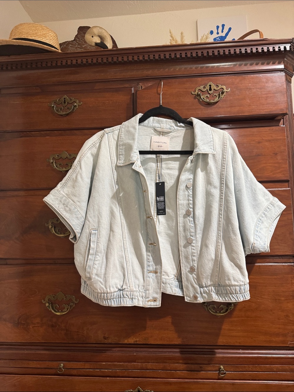 Habitual Light Wash Boxy Short-Sleeve Denim Jacket